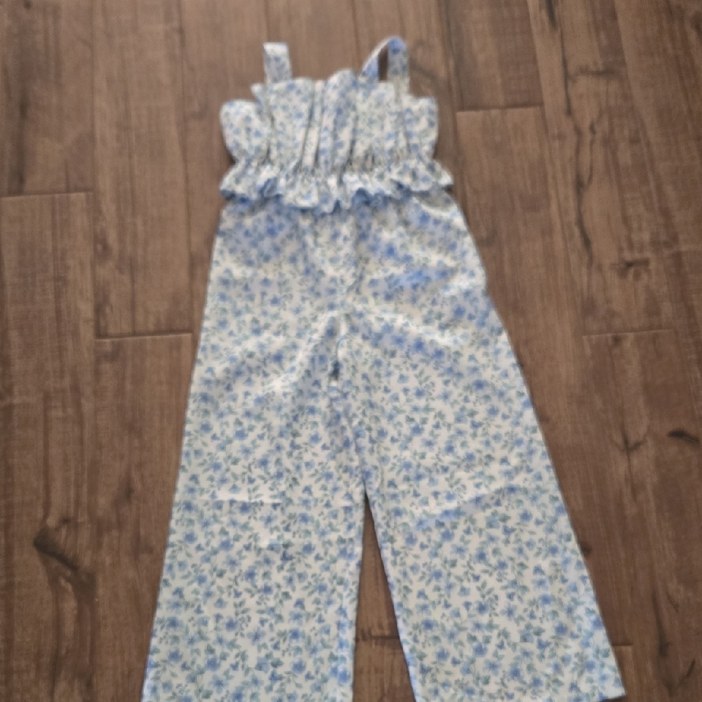 Floral Blue and White Jumpsuit
